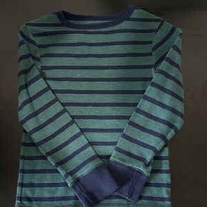 The Children's Place Green and Navy Striped Long Sleeve Tee